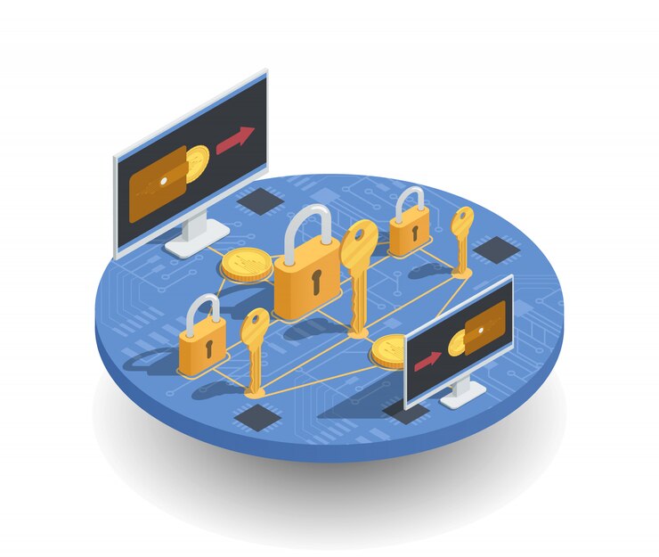 サイバーセキュリティとネットワーク保護のコンセプトを描いたイラスト