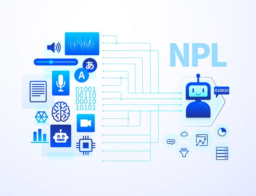 自然言語処理（NLP）の各コンポーネントとアプリケーションを紹介する抽象的なデザイン