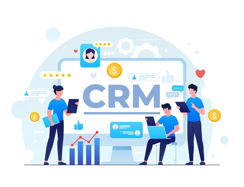 顧客関係を深化させるマーケティングオートメーションとCRMの高度な統合戦略を実行するチームのイラスト